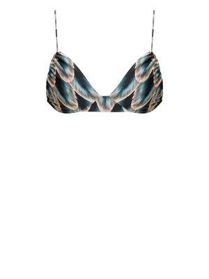 Agua By Agua Bendita Teresa Pluma feather-print bikini top - Blue