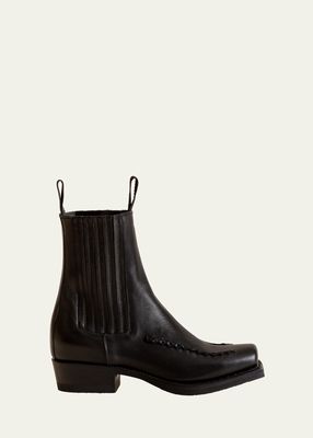 Agulla Leather Square-Toe Chelsea Booties