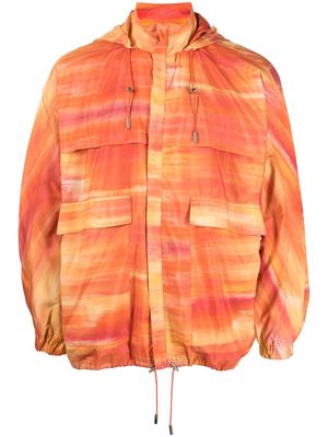 Ahluwalia abstract-print hooded jacket - Orange