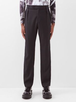 Ahluwalia - Babu Panelled Wool-blend Twill Suit Trousers - Mens - Black Multi