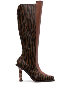 Ahluwalia Chikari 115mm zebra-print boots - Brown