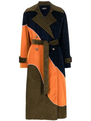 Ahluwalia colour-block panel double-breasted coat - Green