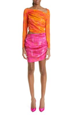 Ahluwalia Femi Mixed Print Minidress in Orange Pink