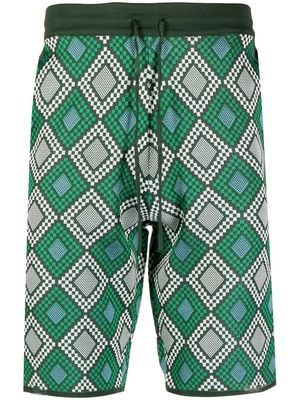 Ahluwalia geometric-pattern knitted shorts - Green