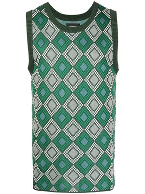 Ahluwalia geometric-pattern knitted tank top - Green