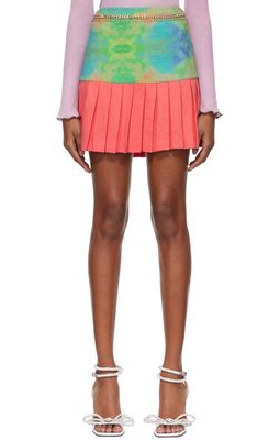 Ahluwalia Green & Pink Rani Miniskirt