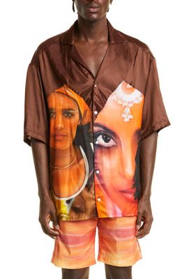 Ahluwalia Lateo Short Sleeve Camp Shirt in Woman Print