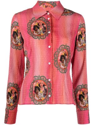 Ahluwalia Lily graphic-print shirt - Pink