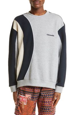 Ahluwalia Mae Patchwork Sweatshirt in Grey/Navy