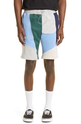Ahluwalia Marcel Shorts in Beige/Grey/Blue/Green