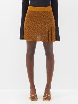Ahluwalia - Ojewale Pleated Jersey Mini Skirt - Womens - Brown Multi