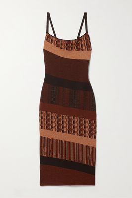 Ahluwalia - Paneled Metallic Merino Wool Dress - Burgundy