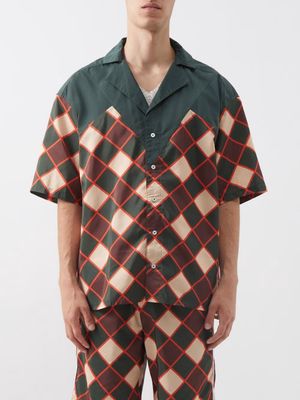 Ahluwalia - Robyn Check-print Recycled-fibre Shirt - Mens - Green Multi