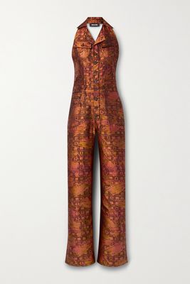 Ahluwalia - Silk And Wool-blend Jacquard Halterneck Jumpsuit - Pink