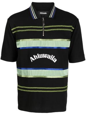Ahluwalia striped short-sleeve polo shirt - Black