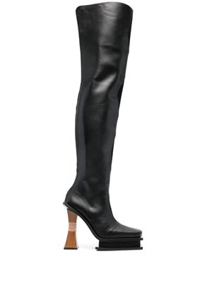 Ahluwalia Veena 120mm leather knee boots - Black
