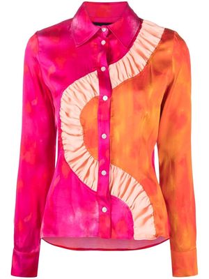 Ahluwalia watercolour-effect colour-block blouse - Pink