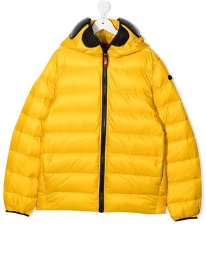 AI Riders on the Storm Young goggle-detail hooded padded jacket - Yellow