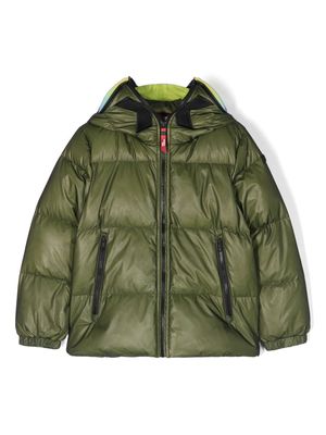 AI Riders on the Storm Young hooded padded down jacket - Green