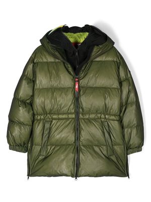 AI Riders on the Storm Young logo-print hooded padded jacket - Green