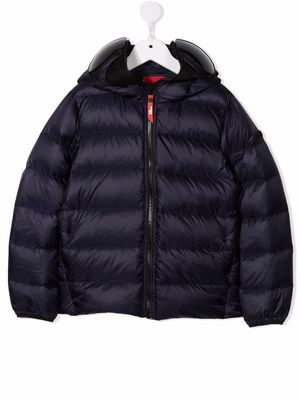AI Riders on the Storm Young pompom hooded puffer jacket - Blue