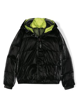 AI Riders on the Storm Young two-tone hooded padded jacket - 90 TYVEK METAL FOIL BLACK