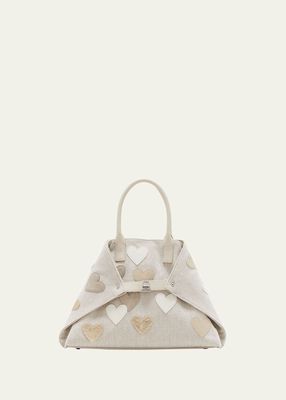 Ai Small Heart Canvas Top-Handle Bag