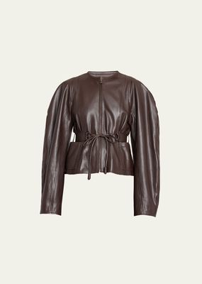 Aidan Belted Leather Jacket