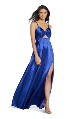 Aidan By Aidan Mattox Women's Cutout Detail V-Neck Gown in True Blue