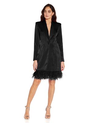 Aidan By Aidan Mattox Women's Feathered Tuxedo Dress in Black