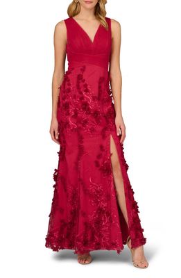 Aidan Mattox by Adrianna Papell Embroidered Mesh Trumpet Gown in Faded Azalea