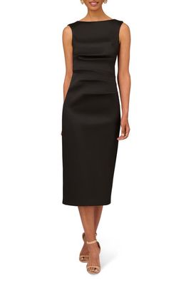 Aidan Mattox by Adrianna Papell Stretch Mikado Cocktail Midi Dress in Black