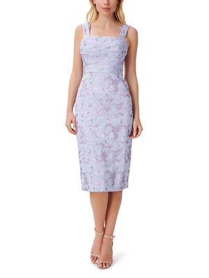 Aidan Mattox Women's Jacquard Sheath Dress in Blue/Lilac