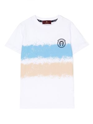 Aigner Kids abstract-print cotton T-Shirt - White