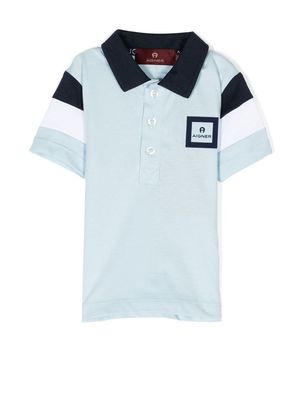 Aigner Kids colour-block polo shirt - Blue