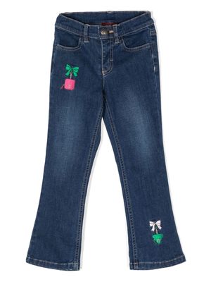 Aigner Kids embroidered flared jeans - Blue