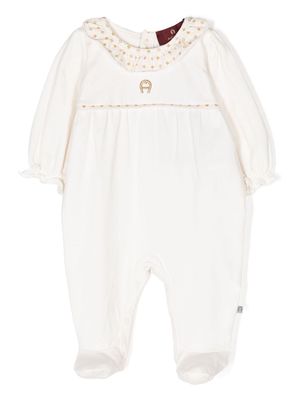 Aigner Kids embroidered-logo long-sleeve pajamas - Neutrals