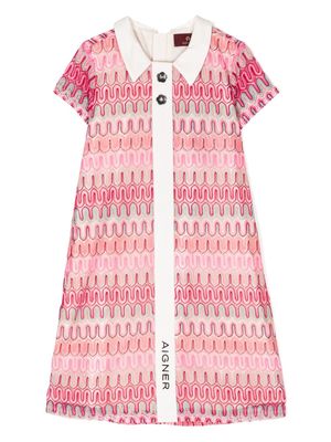 Aigner Kids embroidered short-sleeve dress - Pink