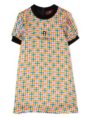Aigner Kids geometric-pattern logo-print dress - Multicolour