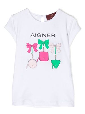 Aigner Kids graphic-print stretch cotton T-shirt - White