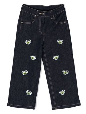 Aigner Kids heart-embroidered mid-rise straight-leg jeans - Blue