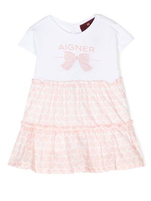 Aigner Kids heart-print logo T-shirt dress - Pink