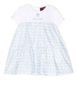 Aigner Kids heart-print short-sleeve dress - Blue