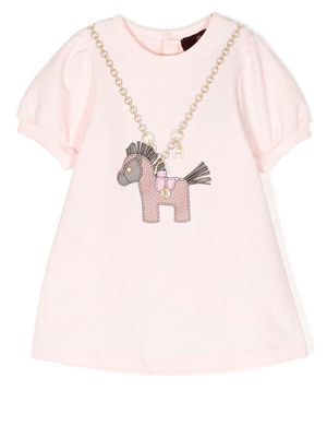 Aigner Kids horse-necklace print dress - Pink