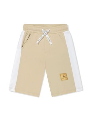 Aigner Kids logo-appliqué cotton track shorts - Neutrals