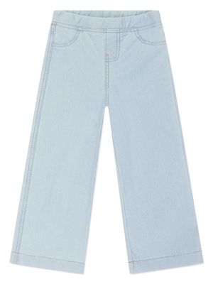 Aigner Kids logo-embroidered chambray trousers - Blue