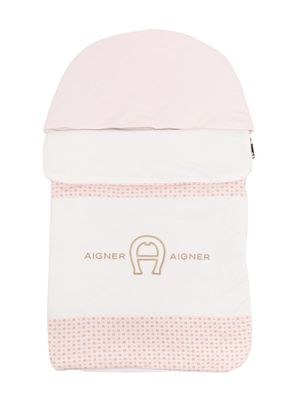 Aigner Kids logo-embroidered cotton sleep bag - Pink
