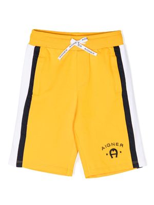 Aigner Kids logo-embroidered drawstring track shorts - Yellow
