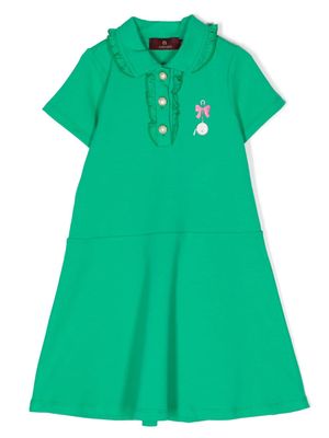 Aigner Kids logo-embroidered drop-waist dress - Green