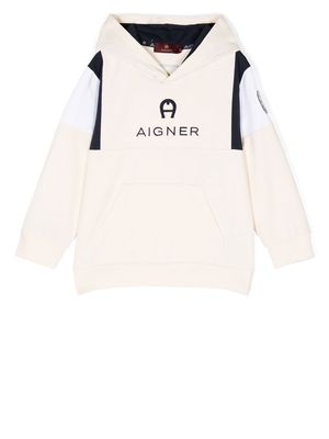 Aigner Kids logo-embroidered hooded sweatshirt - Yellow